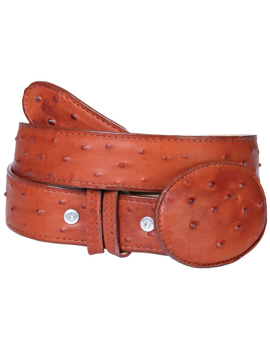The Cowboy Belt — Cognac Ostrich Print (No. 703)