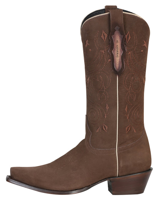 The Women's Pointed Toe Western Boot — Camel Nobuck (No. 34513)