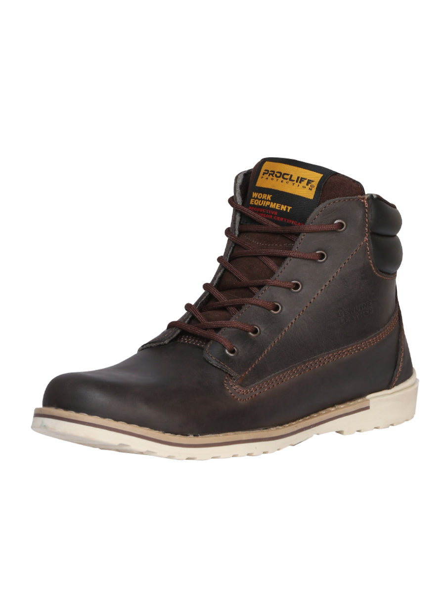 Procliff Womens/Youth Protection Work Ankle Boot with Laces - Brown 35200