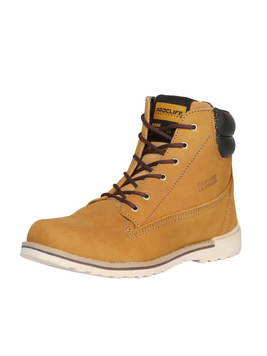 Procliff Womens/Youth Protection Work Ankle Boot with Laces - Honey 35202