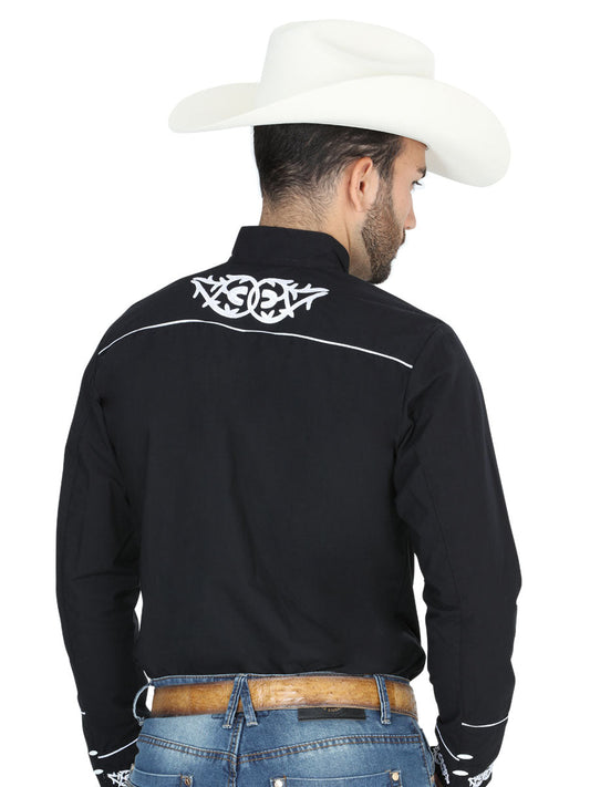 The Charro Embroidered Shirt — Black & White (No. 40782)
