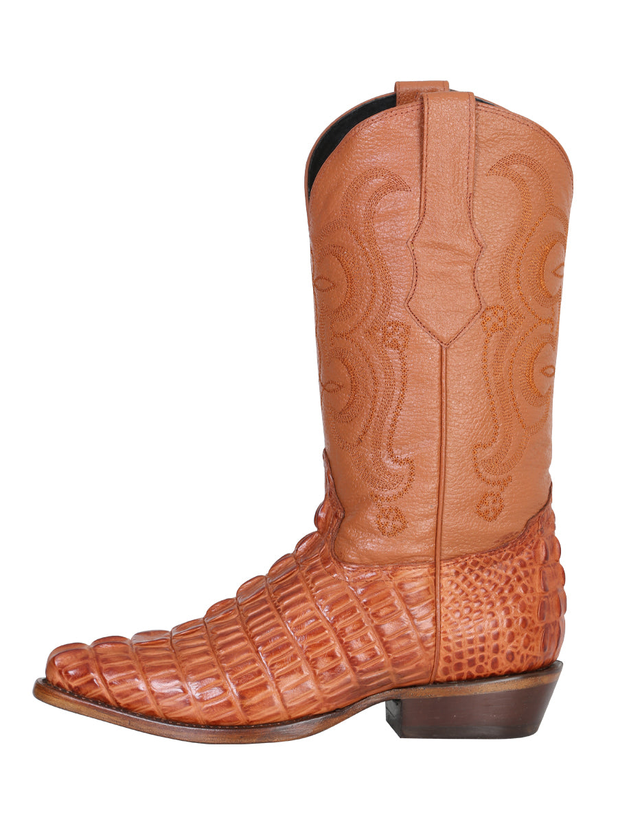 The Pointed Toe Cowboy Boot — Cognac Caiman Print (No. 40841)