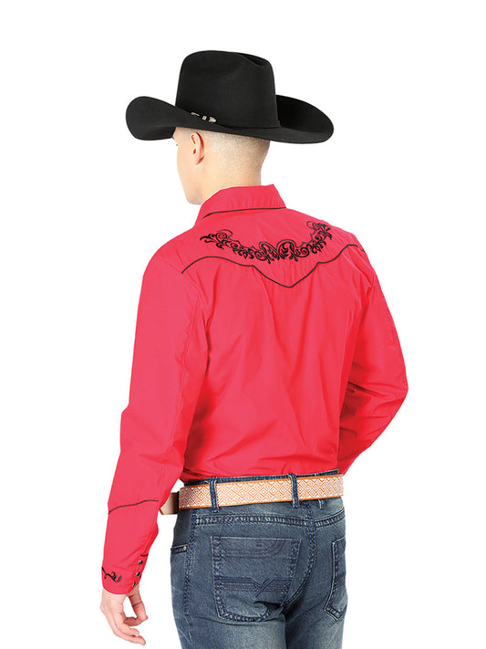 The Vaquero Embroidered Shirt — Red & Black (No. 40989)
