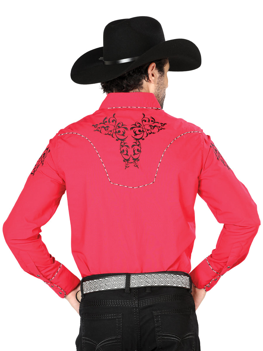 The Vaquero Embroidered Shirt — Red & Black (No. 40992)