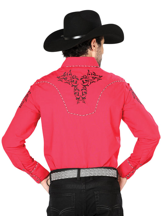 The Vaquero Embroidered Shirt — Red & Black (No. 40992)