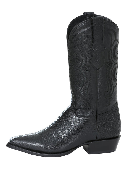 The Pointed Toe Cowboy Boot — Black Manta Print (No. 41528)