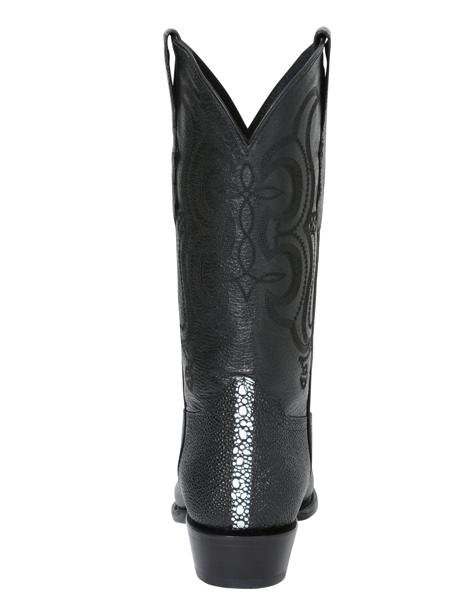 The Pointed Toe Cowboy Boot — Black Manta Print (No. 41528)