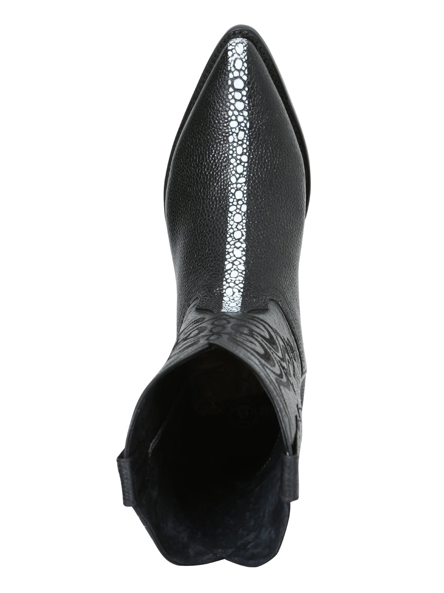 The Pointed Toe Cowboy Boot — Black Manta Print (No. 41528)
