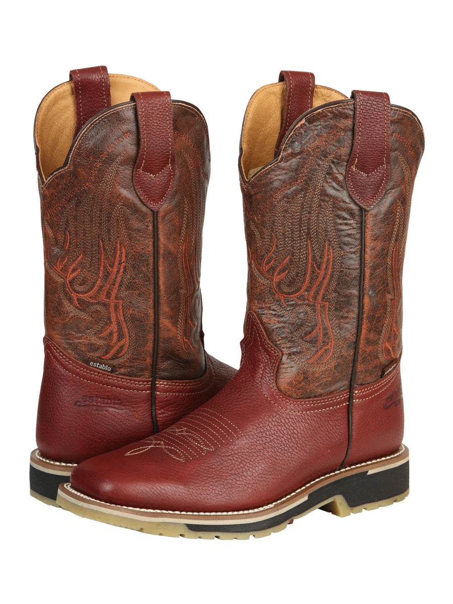 Establo Men’s Rodeo Boot - Bovine Grizzly Leather in Shedron 41541