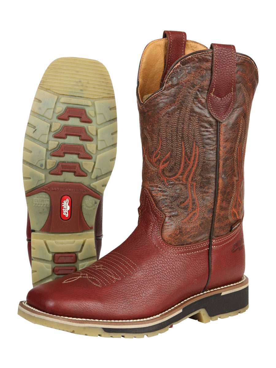 Establo Men’s Rodeo Boot - Bovine Grizzly Leather in Shedron 41541