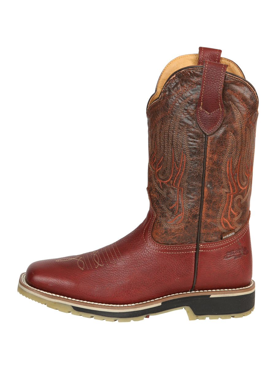 Establo Men’s Rodeo Boot - Bovine Grizzly Leather in Shedron 41541