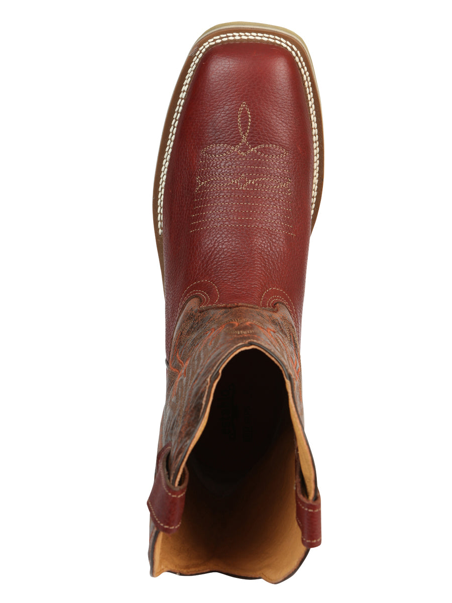 Establo Men’s Rodeo Boot - Bovine Grizzly Leather in Shedron 41541