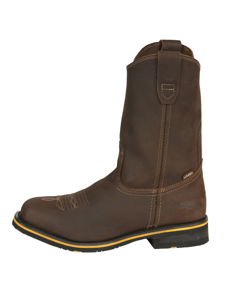 Establo Men’s Rodeo Boot - Crazy Leather Tan with Steel Toe 41544