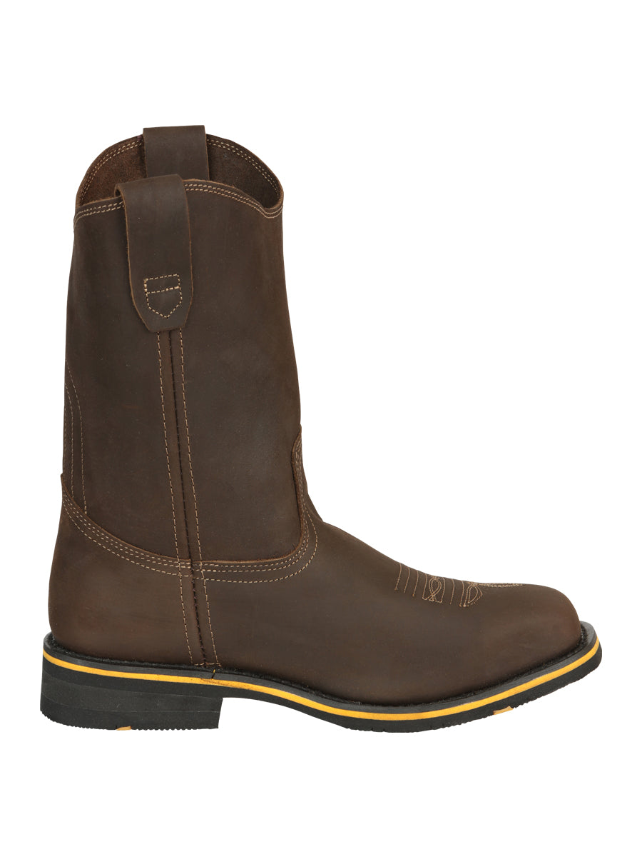 Establo Men’s Rodeo Boot - Crazy Leather Tan with Steel Toe 41544