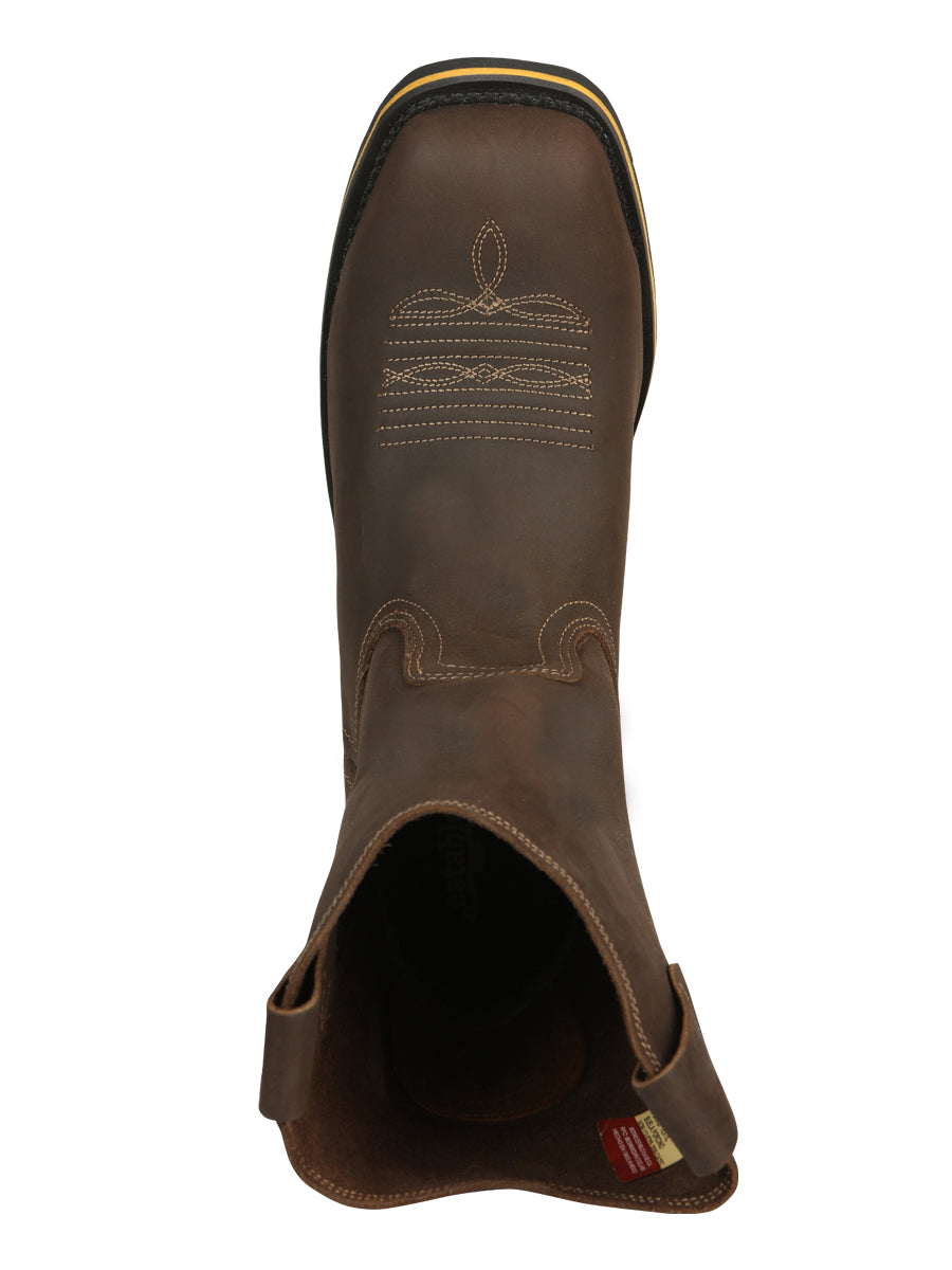 Establo Men’s Rodeo Boot - Crazy Leather Tan with Steel Toe 41544