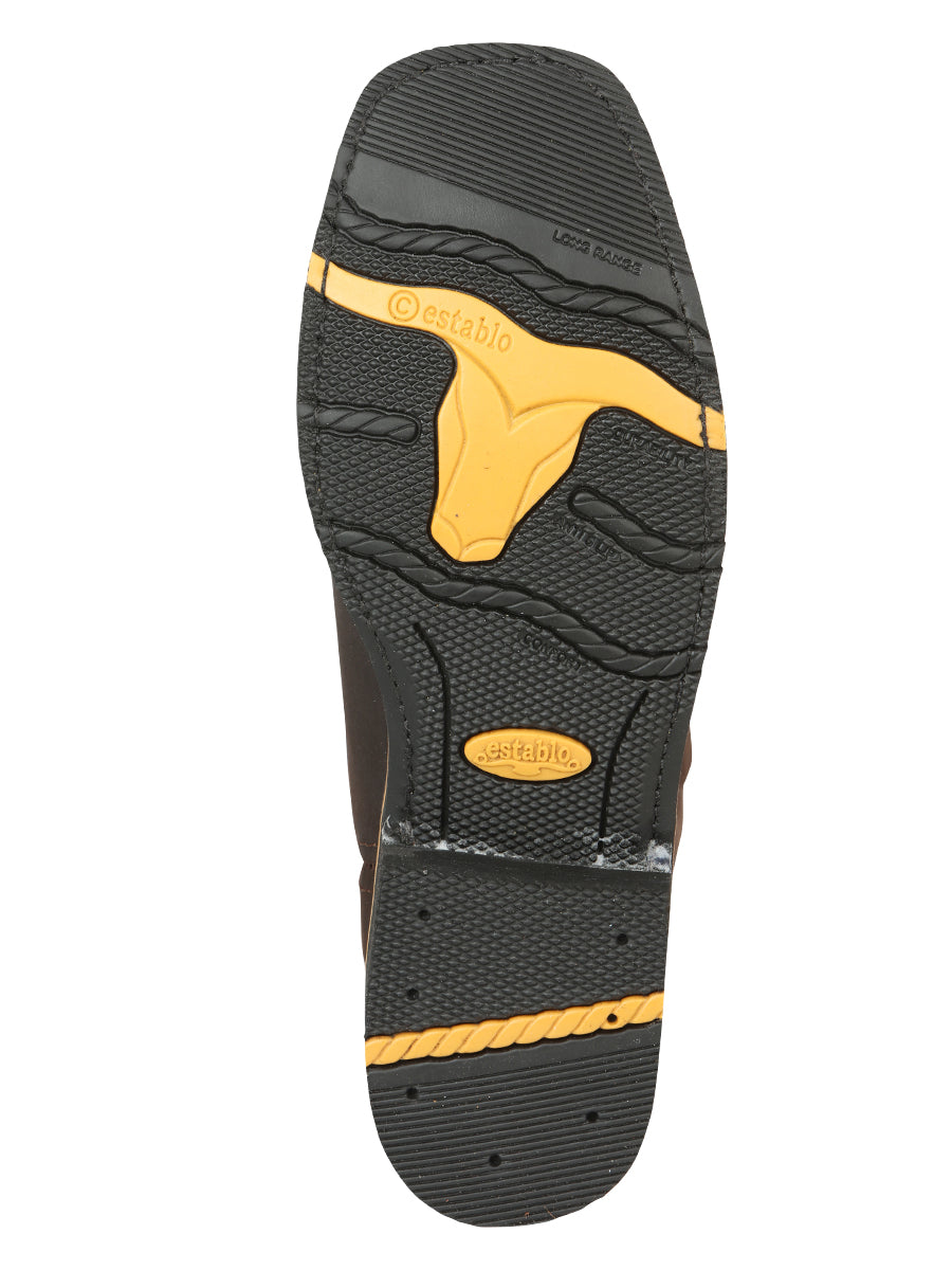 Establo Men’s Rodeo Boot - Crazy Leather Chocolate with Steel Toe 41545