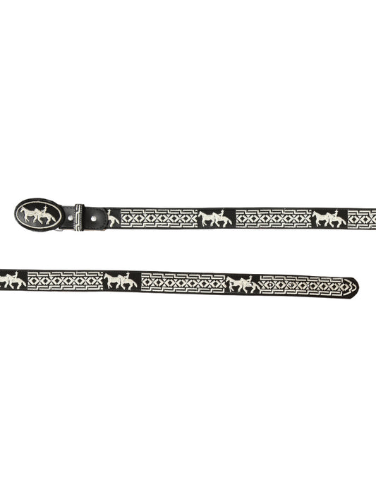 The Hand-Stitched Cowboy Belt — Horse, Black (No. 41690)