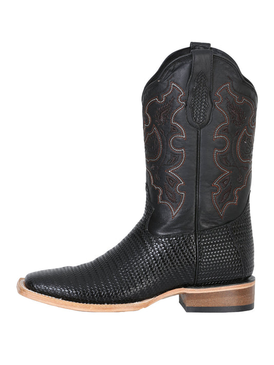 The Rodeo Boot — Black Embossed Weave (No. 41790)