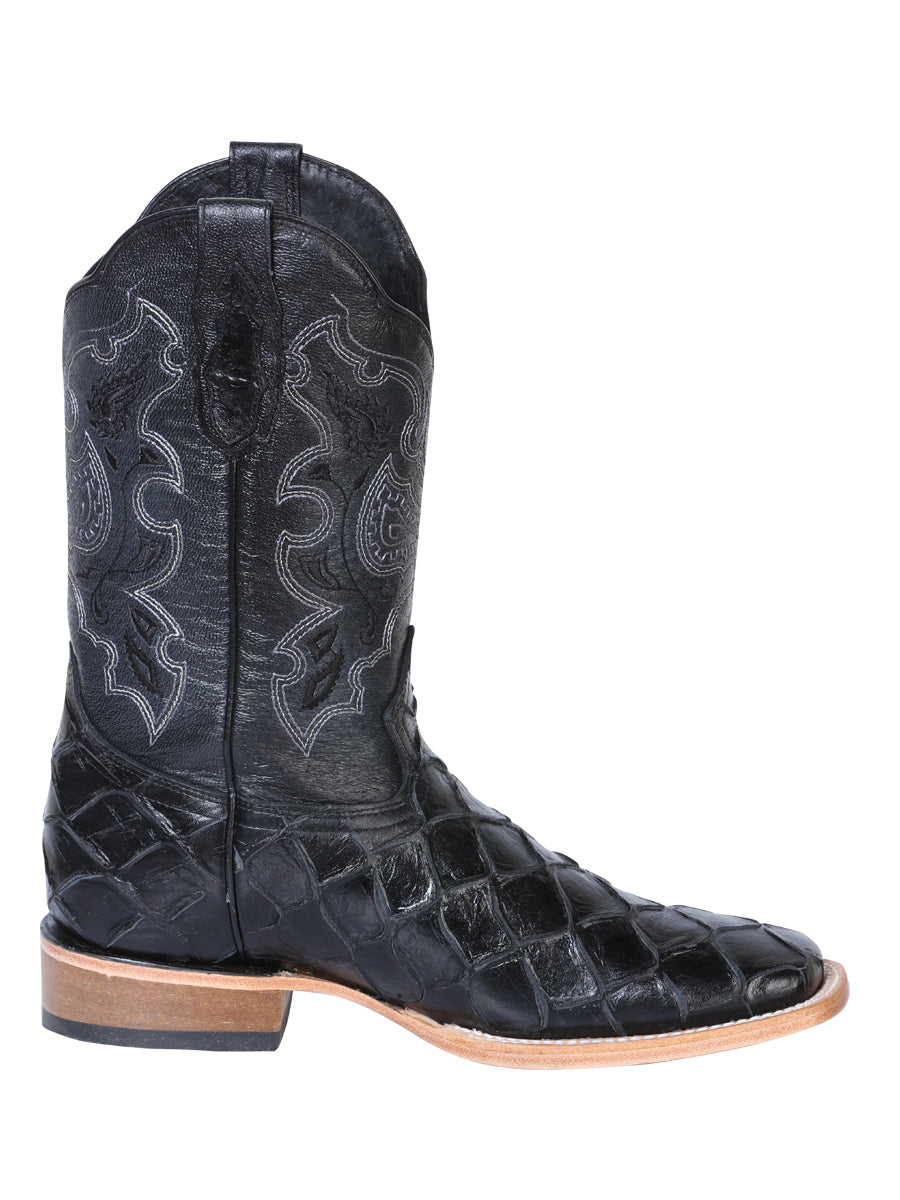 The Rodeo Boot — Black Pirarucu Print (No. 41792)