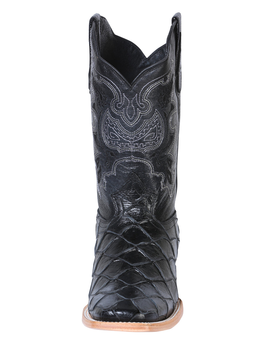 The Rodeo Boot — Black Pirarucu Print (No. 41792)