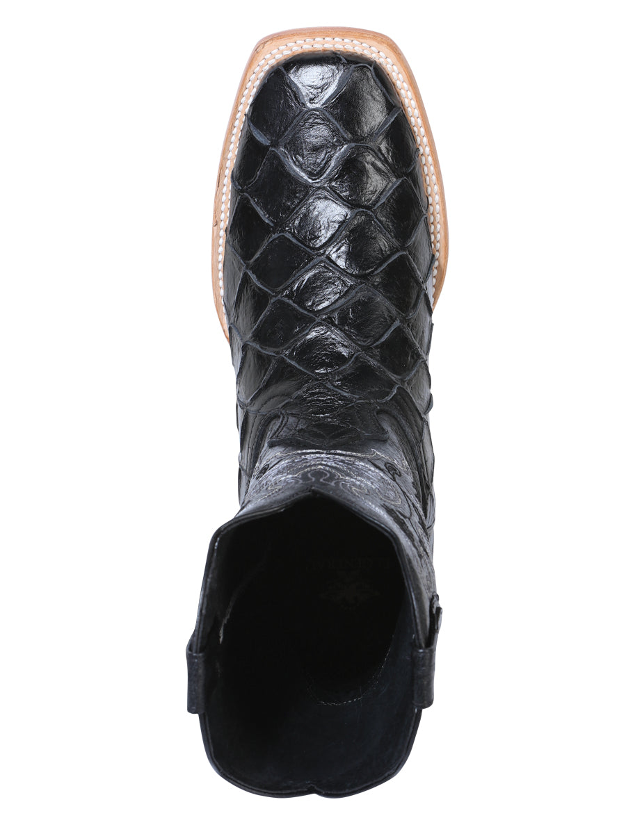 The Rodeo Boot — Black Pirarucu Print (No. 41792)