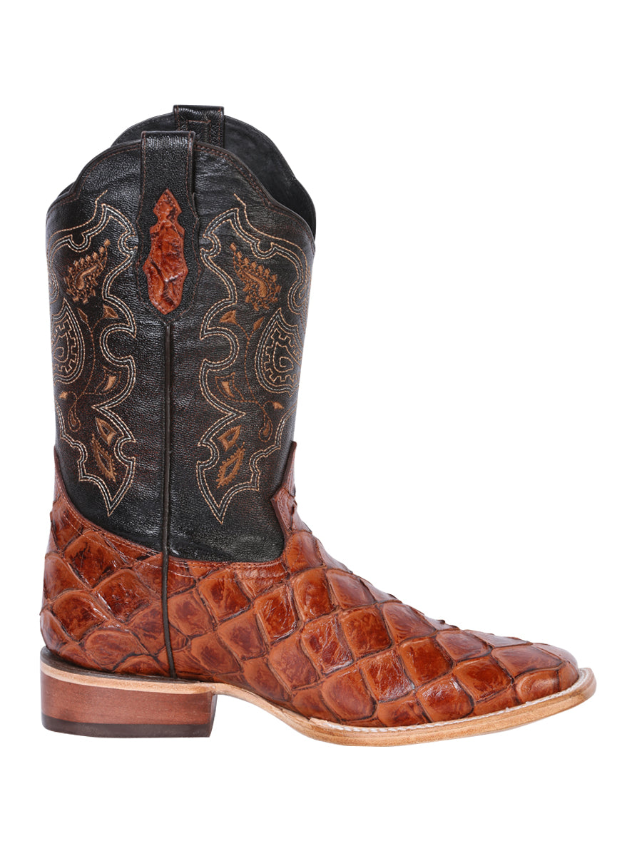 The Pro Rodeo Boot — Cognac Pirarucu Print (No. 41793)