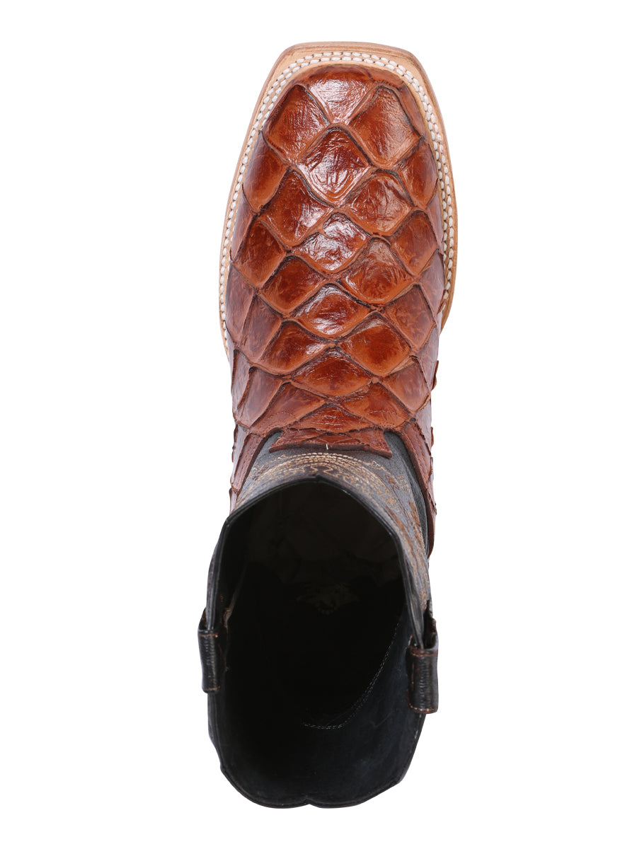 The Pro Rodeo Boot — Cognac Pirarucu Print (No. 41793)