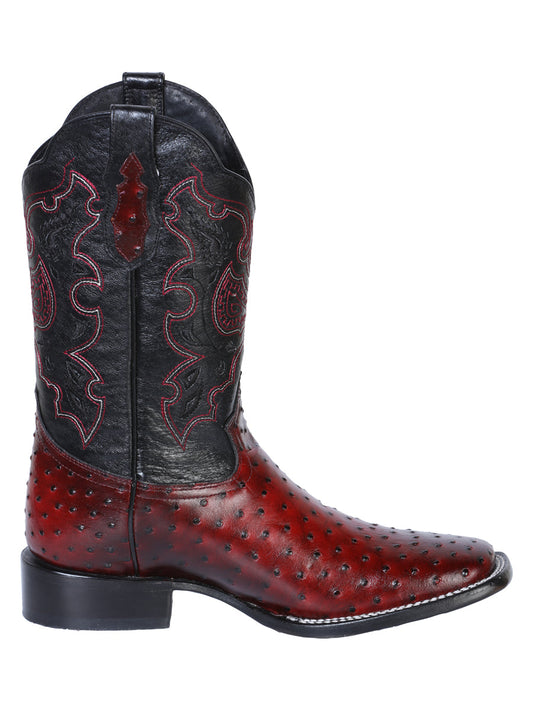 The Pro Rodeo Boot — Burgundy Ostrich Print (No. 41901)
