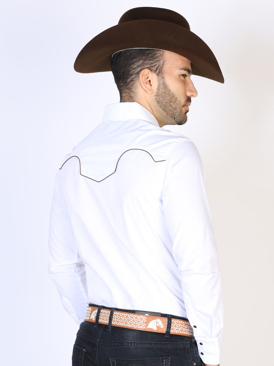 The Vaquero Embroidered Shirt — White & Black (No. 42957)