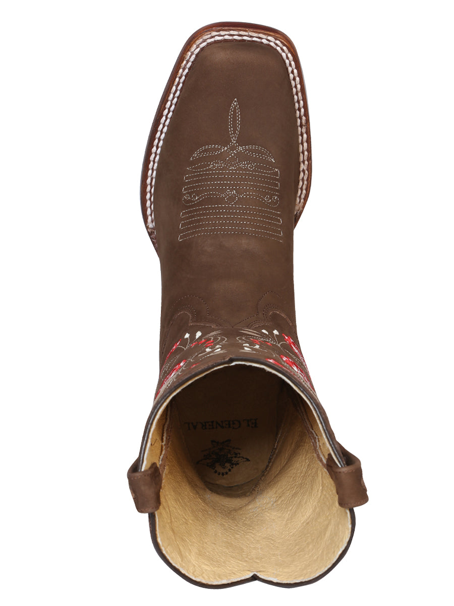 The Women's Square Toe Rodeo Boot — Brown Suede (No. 42984)