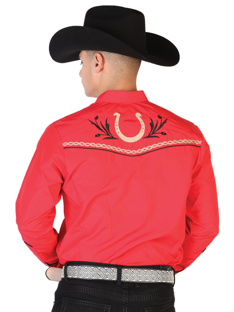 The Vaquero Embroidered Shirt — Red & Black