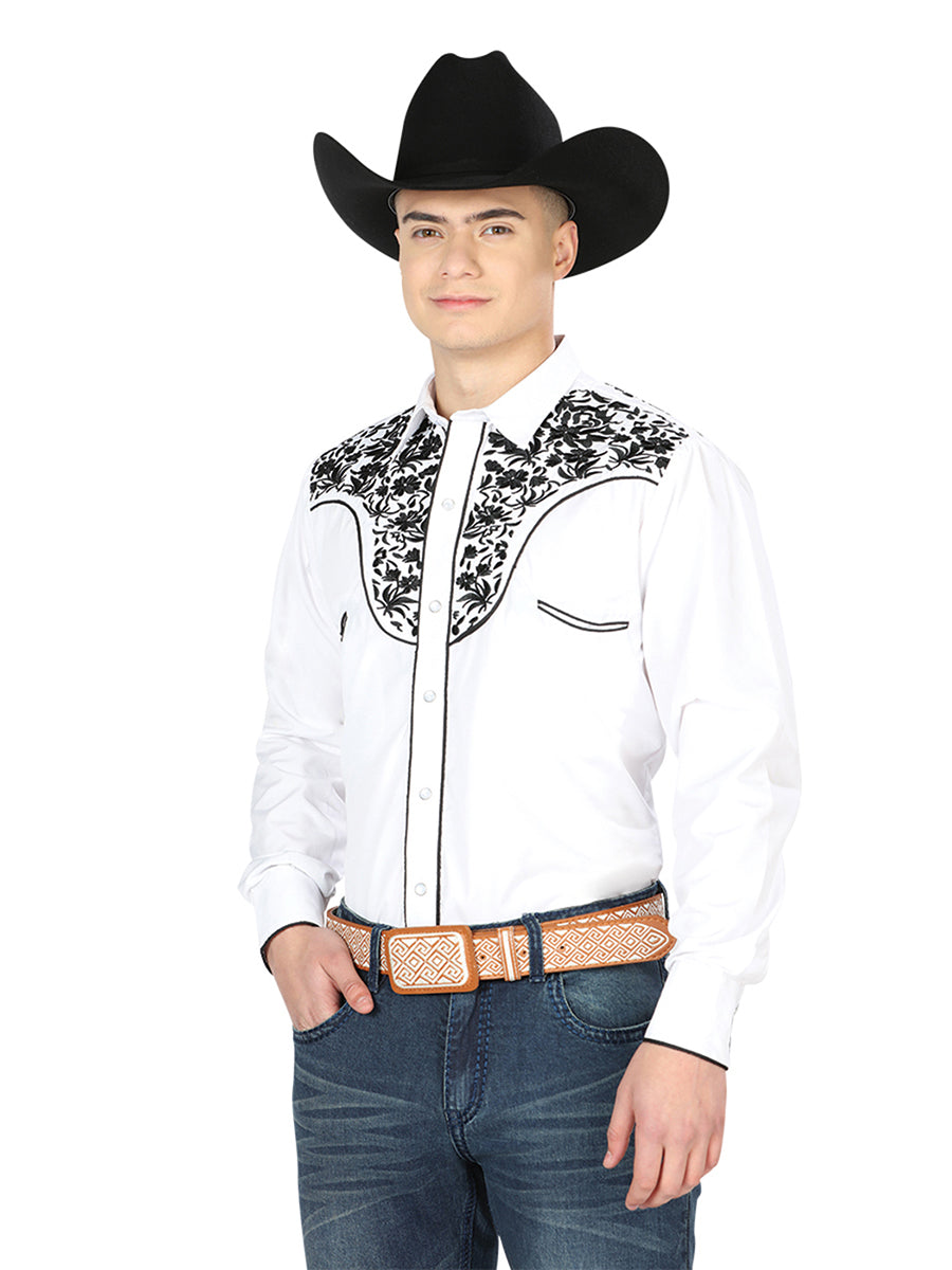 El Señor de los Cielos Embroidery Shirt — White & Black