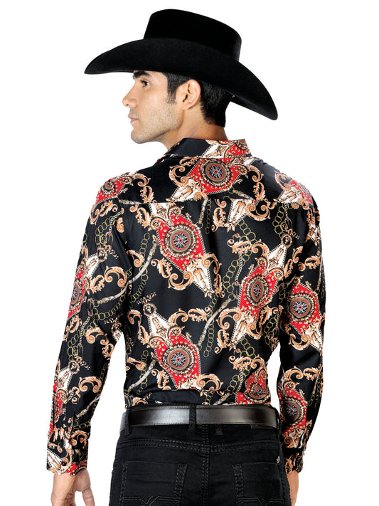 The Rancher Long Sleeve Shirt — Black & Gold