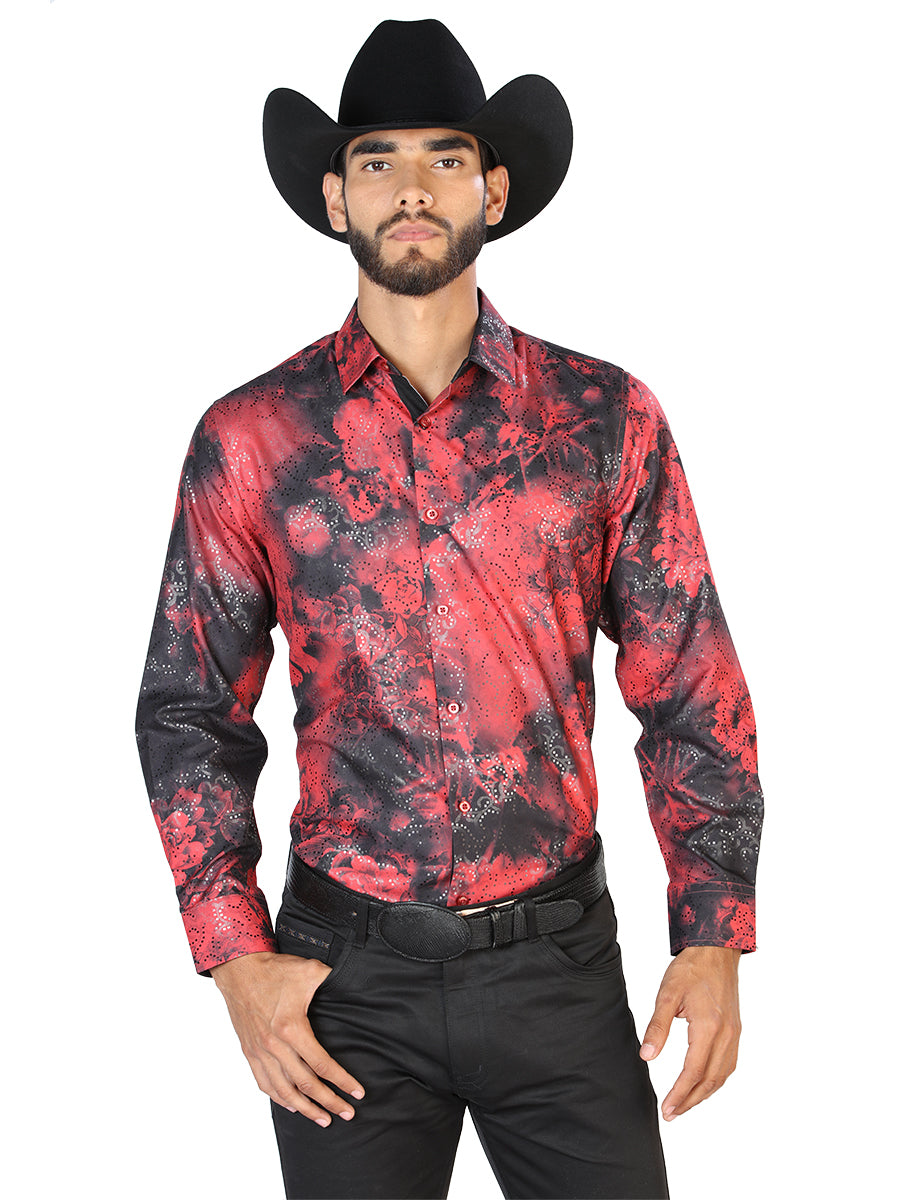Red Casual Long Sleeve Shirt 43828