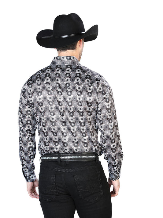 Black And Gray Casual Long Sleeve Shirt 43939