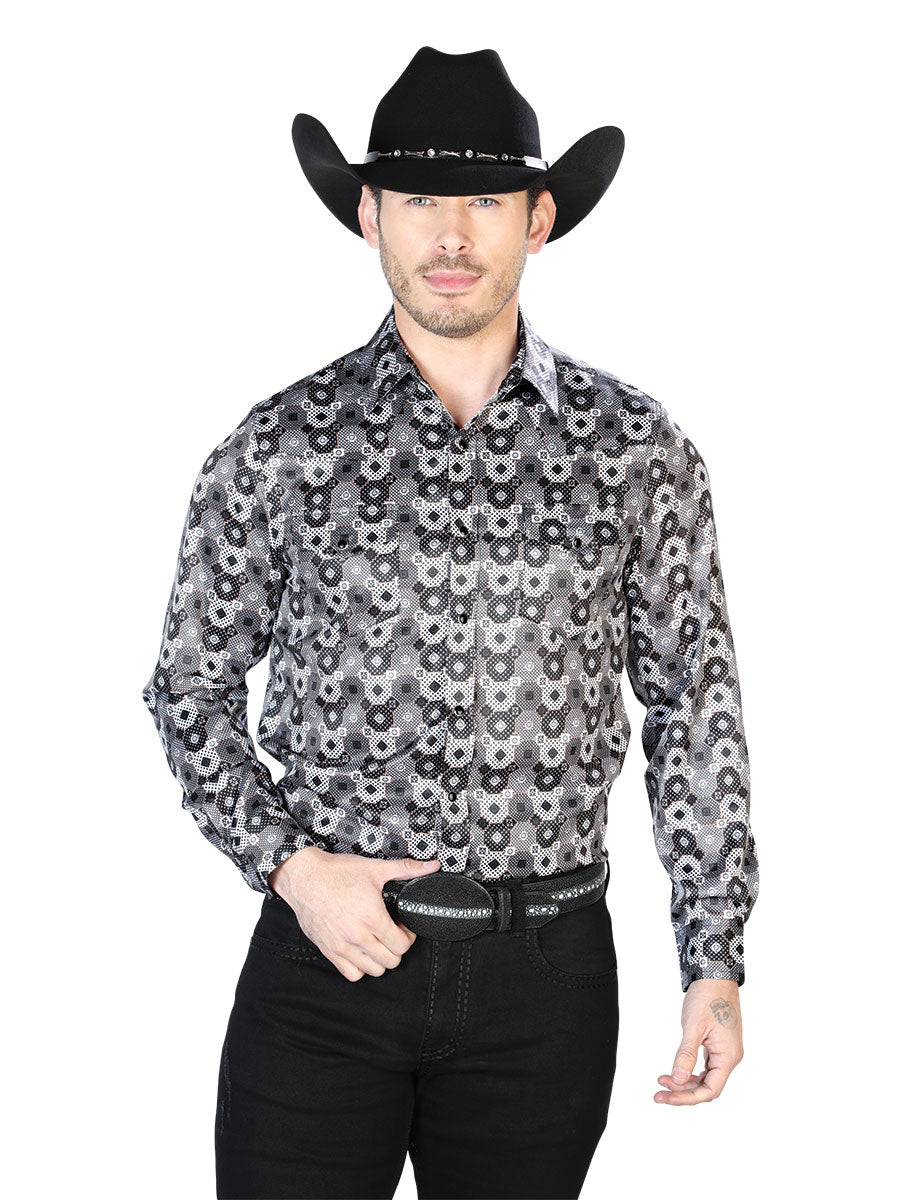 Black And Gray Casual Long Sleeve Shirt 43939