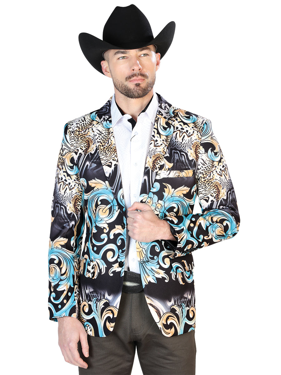 The Printed Dress Blazer — Black & Blue (No. 43999)