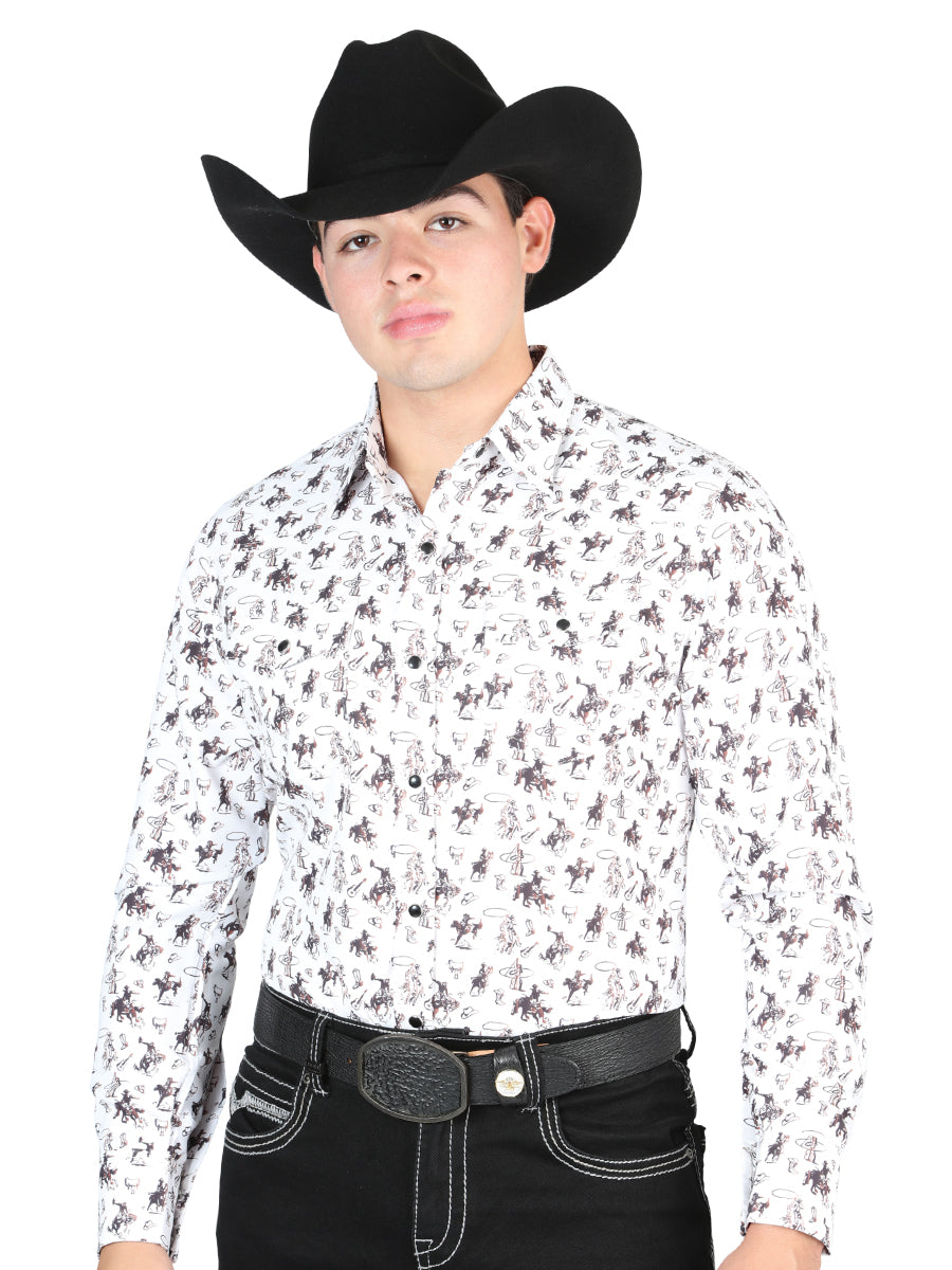 The Ranch Western Shirt — White Multi (No. 44327)