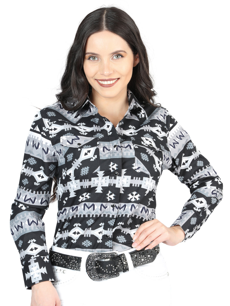 The Women's Everyday Western Shirt — Black & White (No. 44423)
