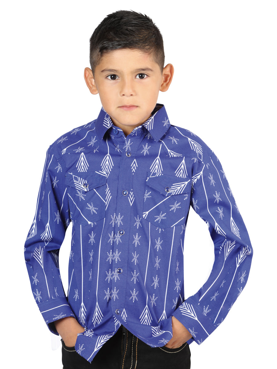 The Kids' Everyday Western Shirt — Blue & White (No. 44440)