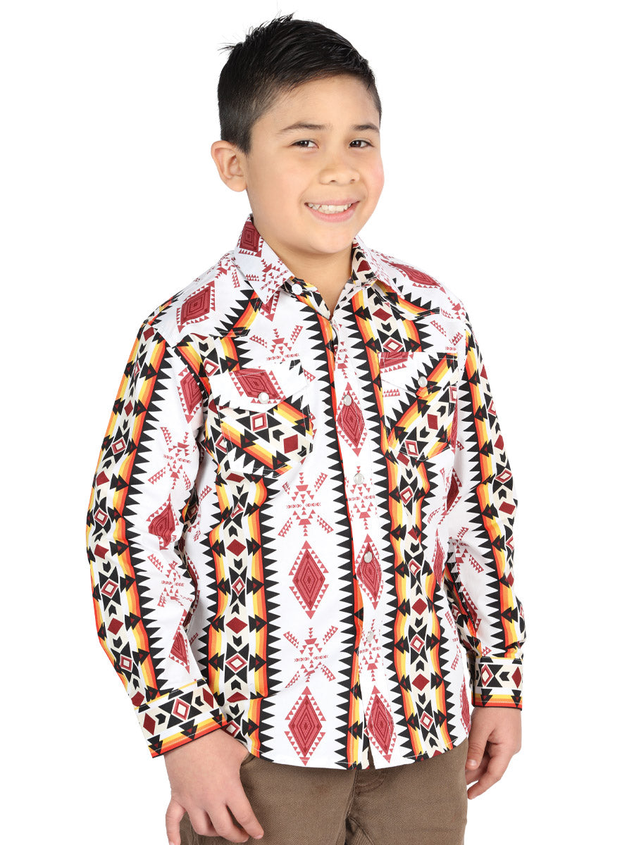 The Kids' Everyday Western Shirt — White & Red (No. 44508)