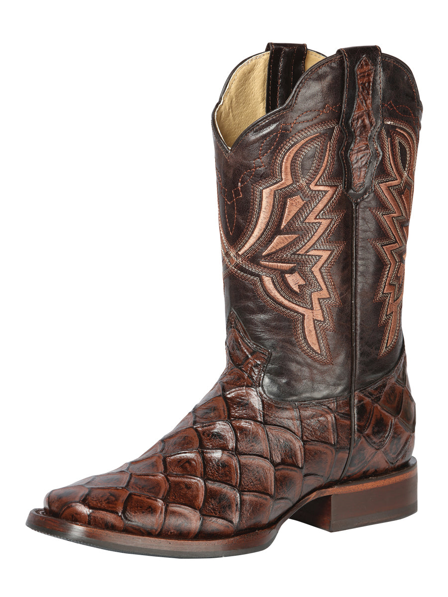 The Rodeo Boot — Brown Pirarucu Print (No. 44664)