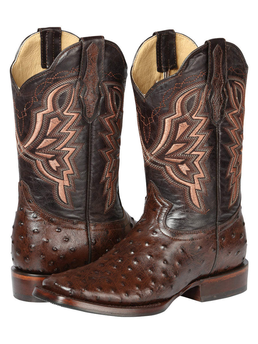 The Rodeo Boot — Brown Ostrich Print (No. 44665)