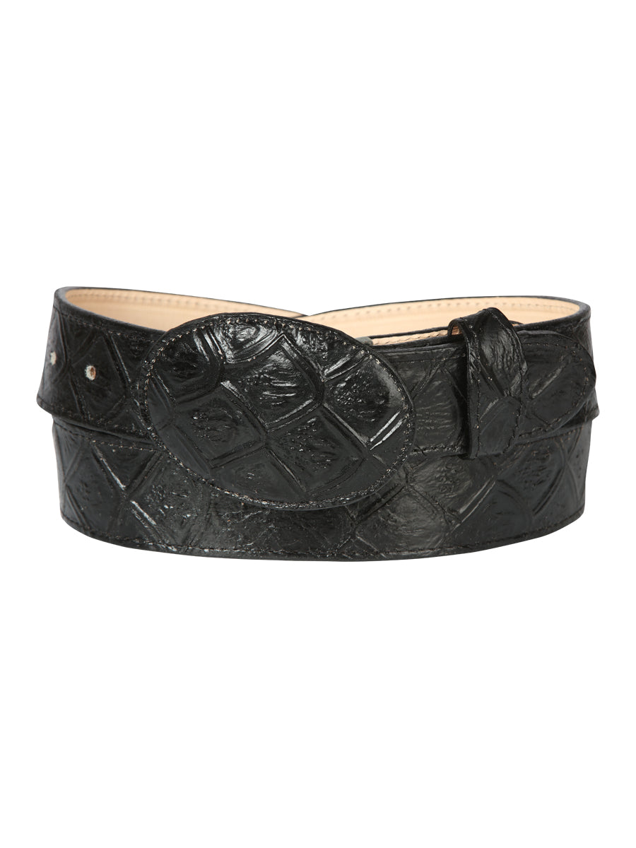 The Cowboy Belt — Black Pirarucu Print (No. 44667)