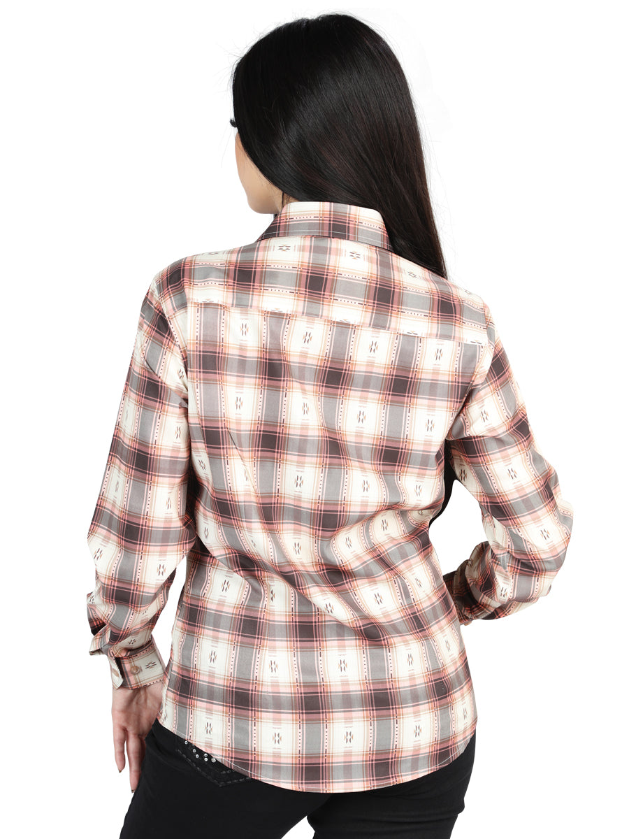 The Women's Everyday Western Shirt — Orange & Beige (No. 44716)