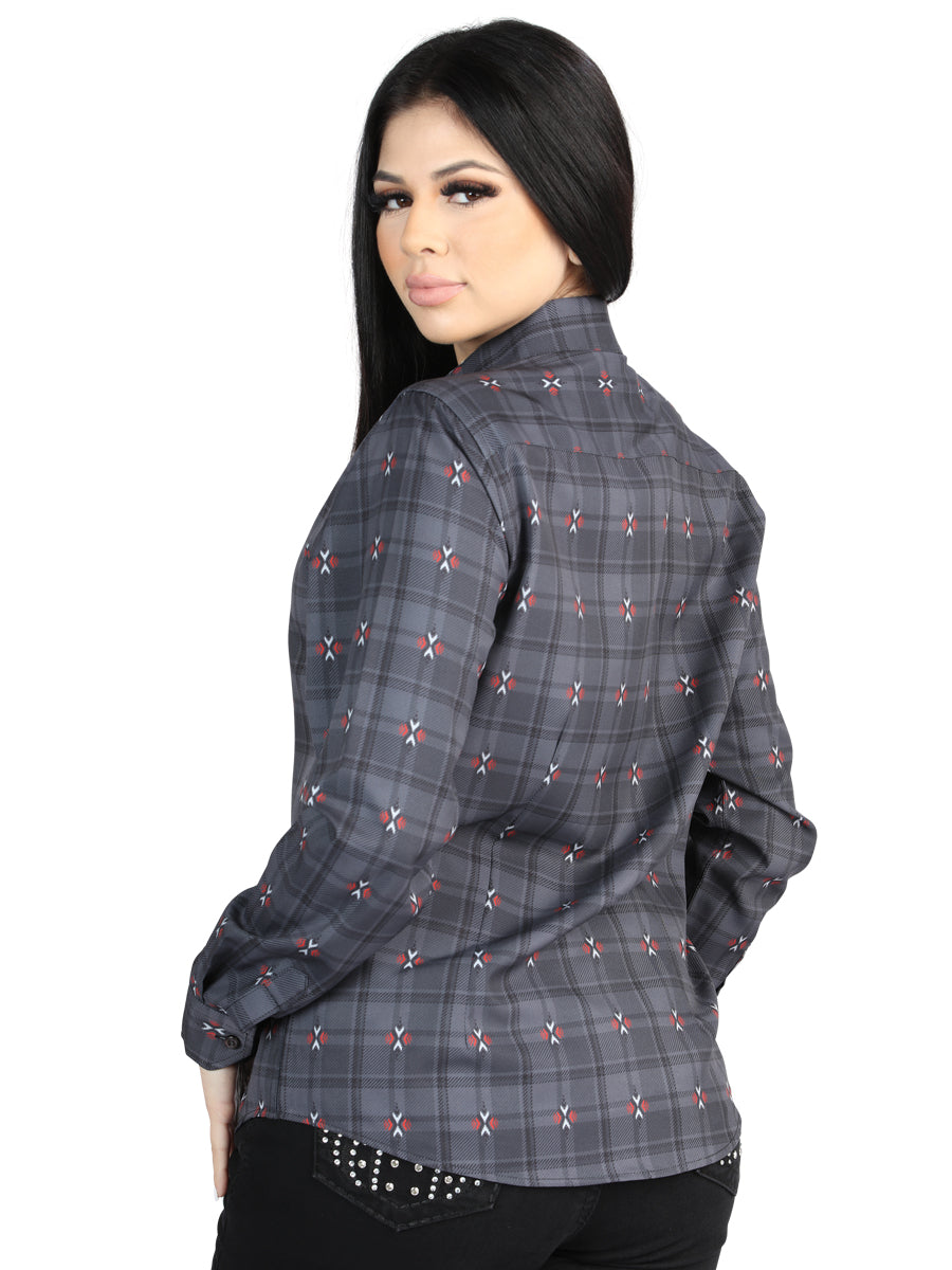 The Women's Everyday Western Shirt — Gray & Brown (No. 44725)