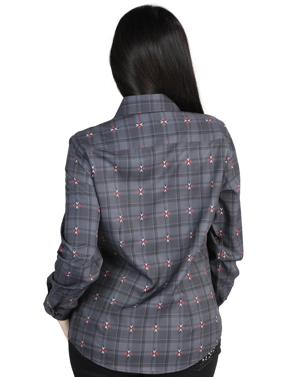 The Women's Everyday Western Shirt — Gray & Brown (No. 44725)