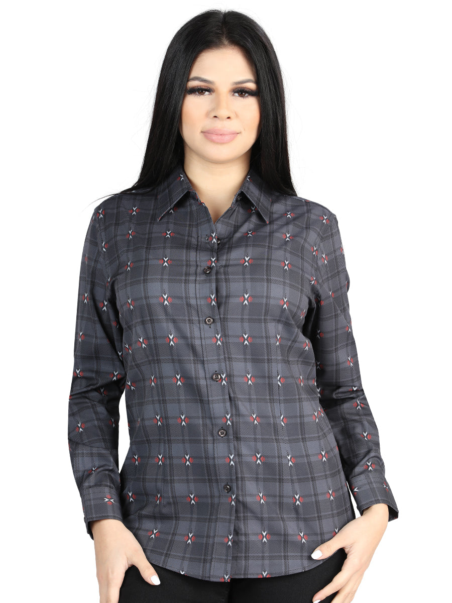 The Women's Everyday Western Shirt — Gray & Brown (No. 44725)