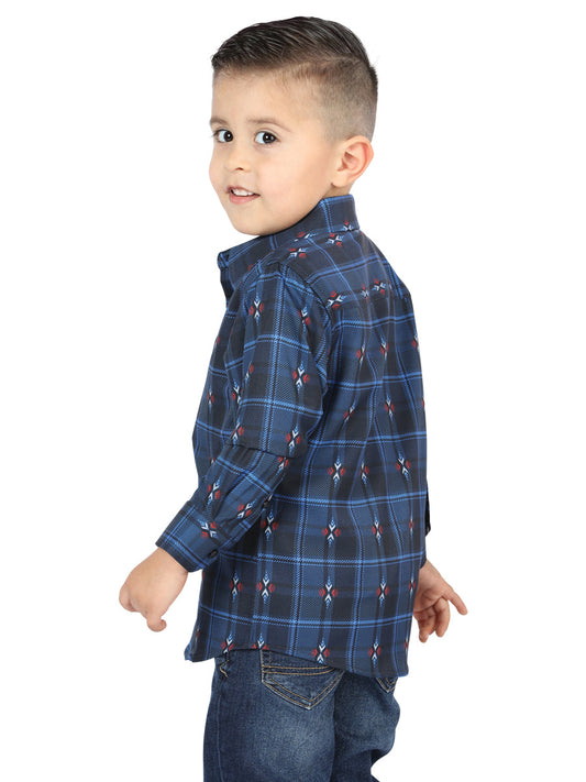The Kids' Everyday Western Shirt — Black & Blue (No. 44738)