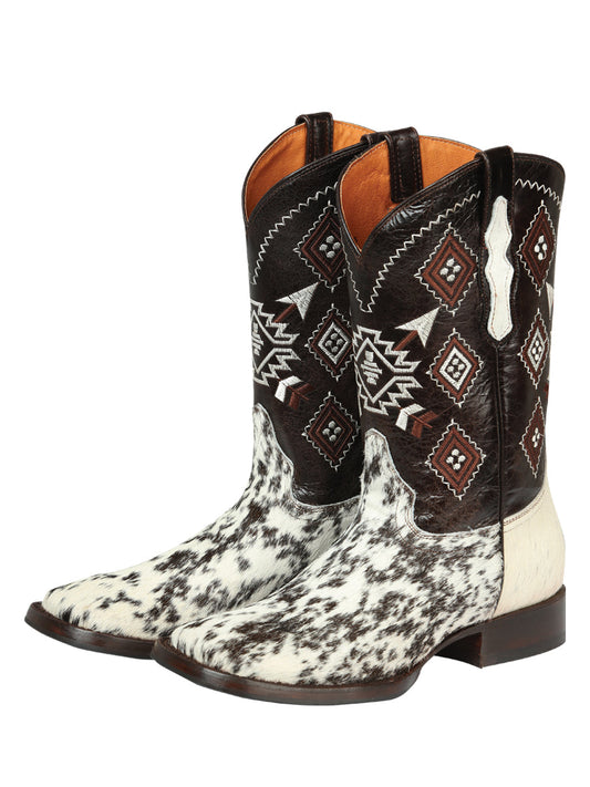 The Cowhide Rodeo Boot — White & Brown (No. 44862)